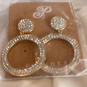 Plunder Pavé Crystal Gold Hoop Drop Earrings